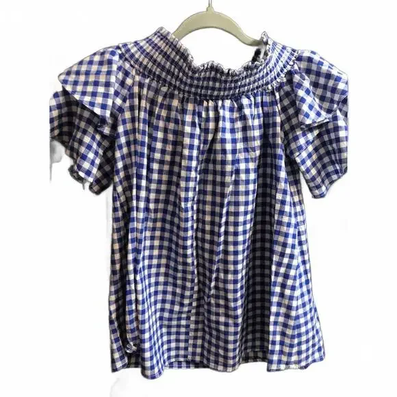 She + sky gingham blouse
