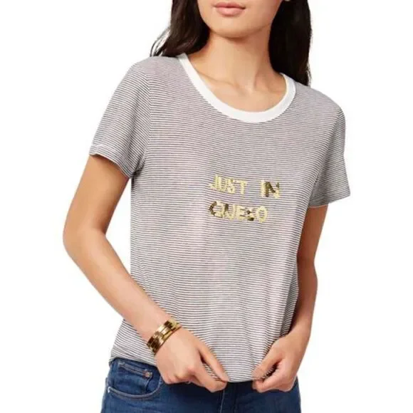 Bow & Drape Just In Queso Sequined Logo T-Shirt XL