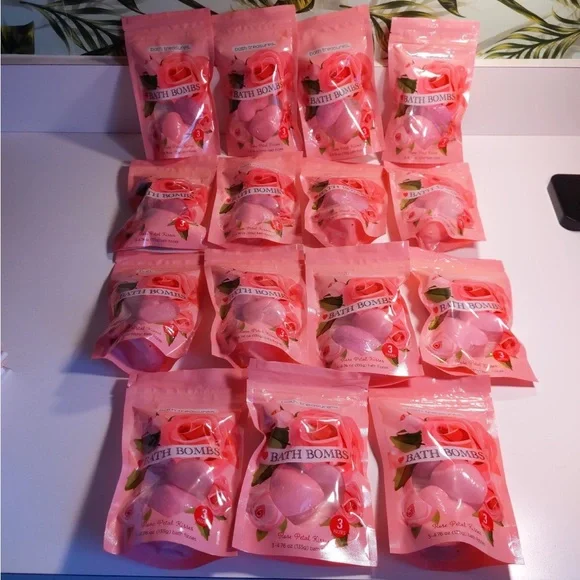 15 PKG (45 Cuts)Bath Treasures Bath Bombs Rose Petal Kisses Heart Bath F…
