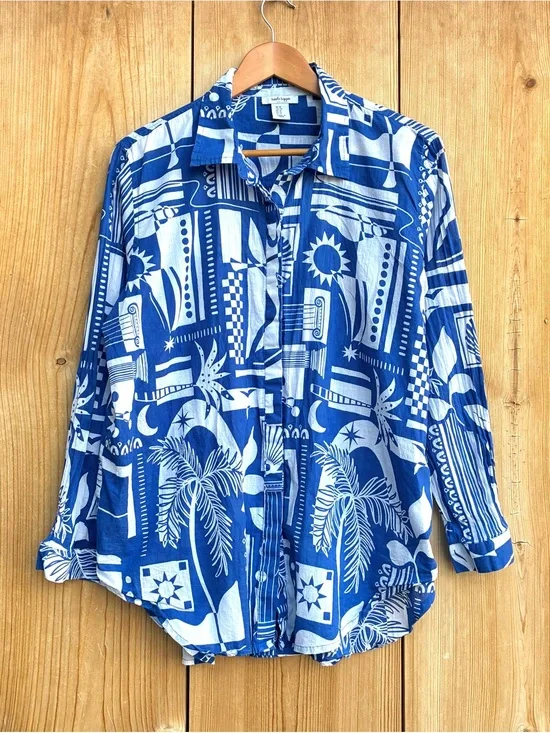 Haute Hippie Cotton Printed Blouse Sz XL