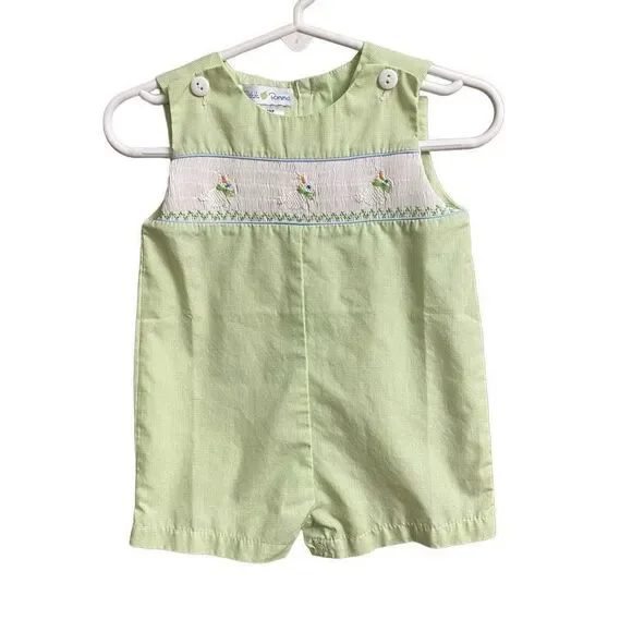 Petit Pomme Pastel Green Bunny Playsuit