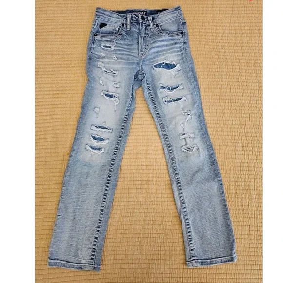 Salvage Supply Co Buckle Boys Mayhem‎ Straight Distressed Jeans Streetwear 16R