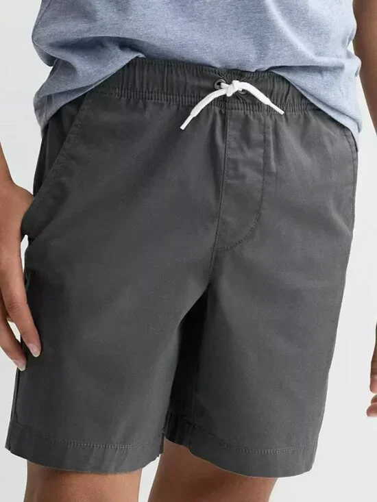 Cat & Jack Regular Woven Cotton Drawstring Elastic Waist Pull-On Shorts in Gray