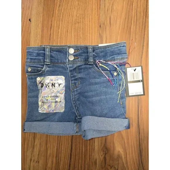 DKNY Girls' Shorts Sz 5 Denim Jeans Super Stretch Hipster Adjustable Waist