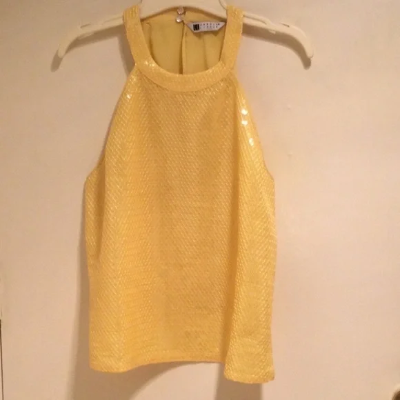 Yellow Sequen Women top sleeveless size small.          #255