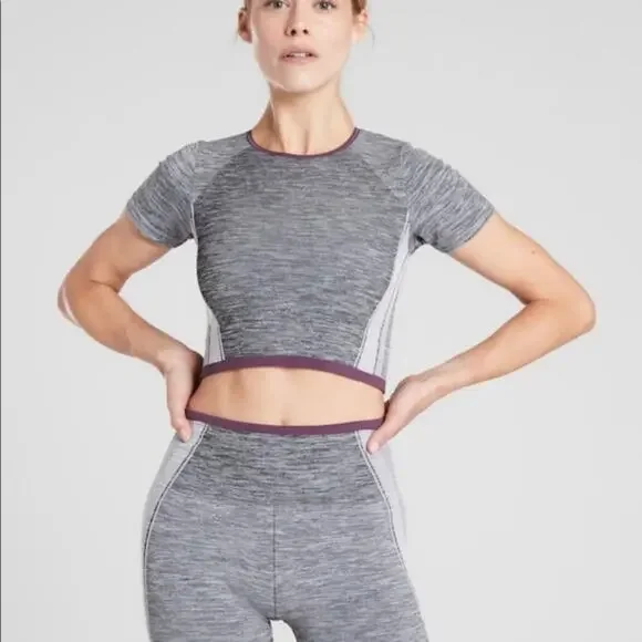 Athleta Grey Impact Seamless Cropped Tee