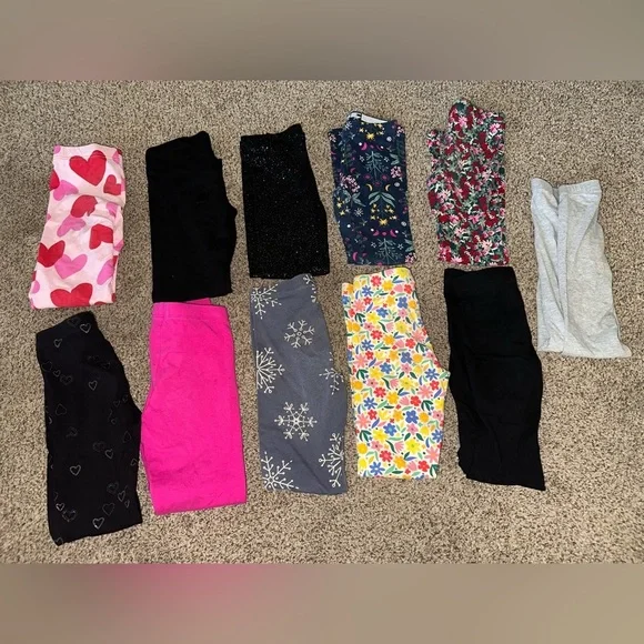 Assorted Kids Leggings - Pink, Black, Gray, Floral & Snowflake Patterns