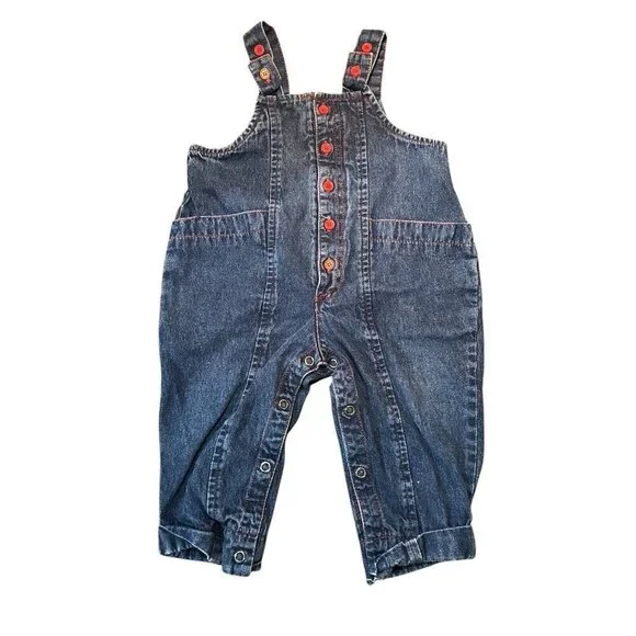 Vintage Rare McKids 18 Month Baby Toddler Blue Denim Overalls SEARS Exclusive