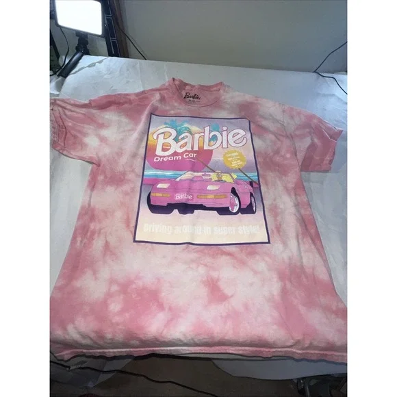 Barbie Malibu Tee Shirt Blush Tie‎ Dye Short Sleeve XL Graphic Tee Vintage 393