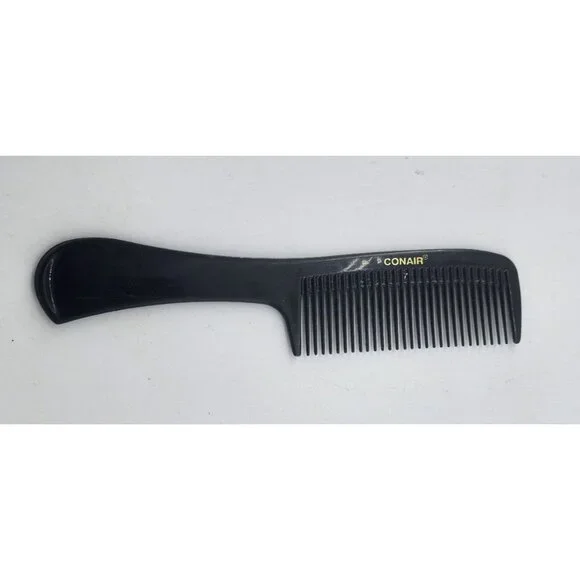 Conair Vintage Wide Tooth Hair Comb Plastic Handle Detangler Black 70s Pocket 8