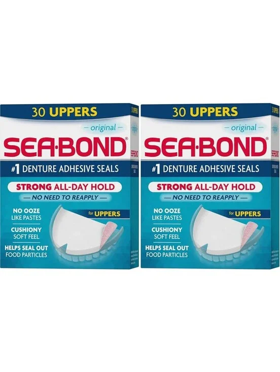 Sea-Bond Secure Denture Adhesive Seals Original Uppers Zinc-Free 2 Pack