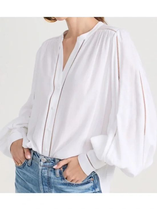L'AGENCE Kiera Ladder Trim Blouse XS