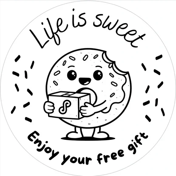 Handmade 50 Count Donut Free Gift Round Stickers