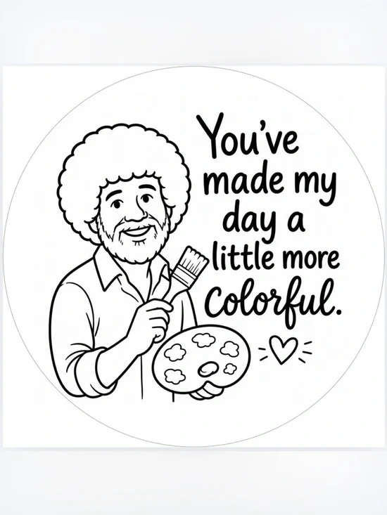 Handmade 50 Count Bob Ross Stickers 2” x 2”