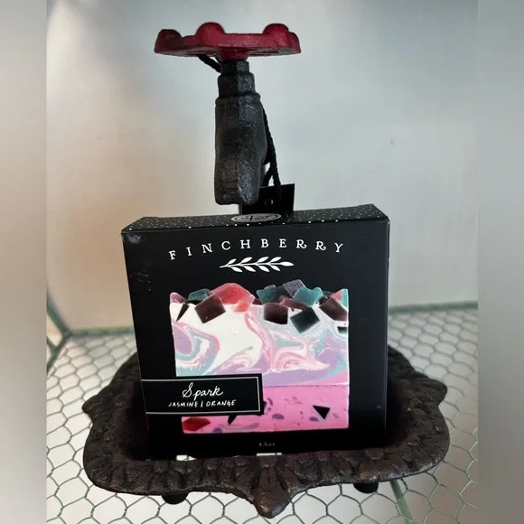Black Cast Iron Faucet Soap Dish with Boxed Soap