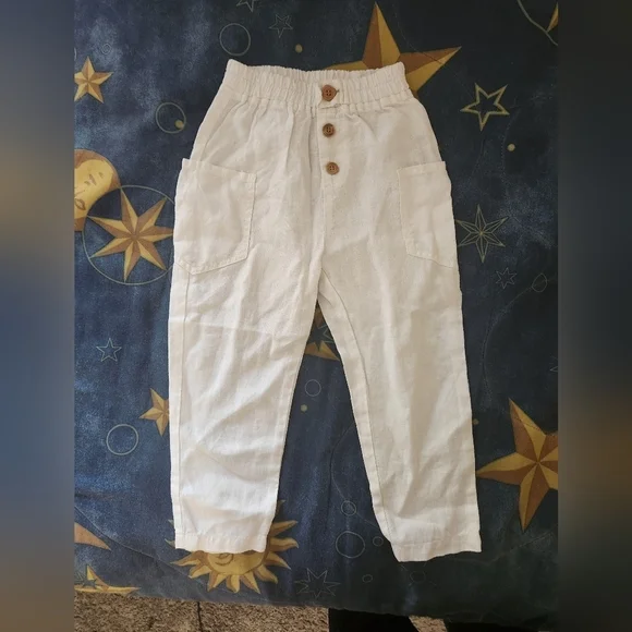 Zara Kids White Linen Trousers