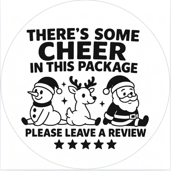 Handmade 50 Count “There’s Some Cheer in This Package” Round Stickers 2” x 2”