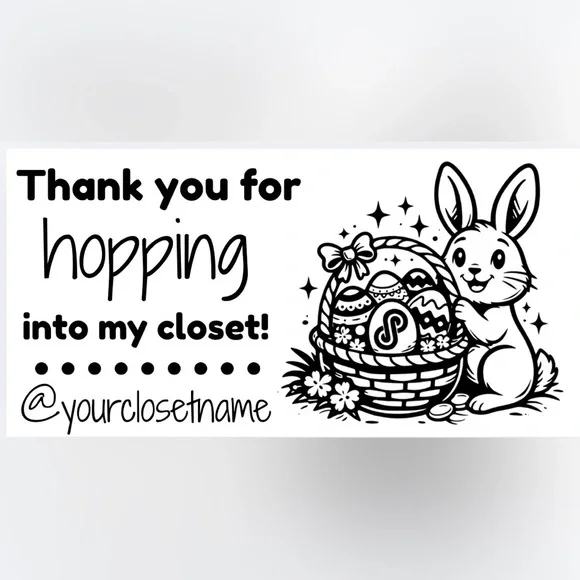 Handmade 50 Count Poshmark Easter Bunny Personalized Closet Name Stickers