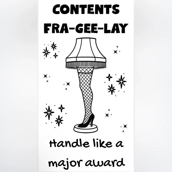 Handmade 50 Count A Christmas Story Leg Lamp Contents Fra-gee-lay Stickers