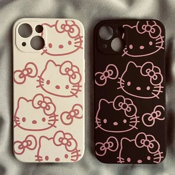 Hello Kitty Phone Case Set Black and White Silicone I phone 13 Pro Max NWT