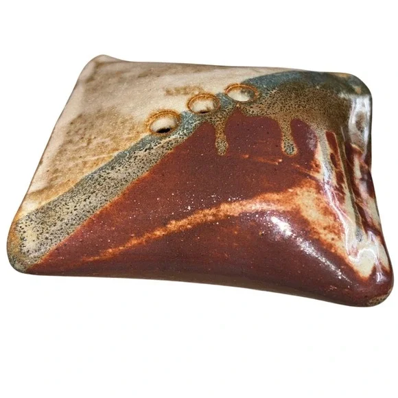 Handmade Ceramic‎ Stoneware Pillow Flower Frog Rustic Earth Tones