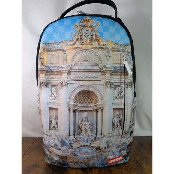 Sprayground Sprebi Fountain DLXSV Backpack Trevi Fountain Rome Rare Preowned