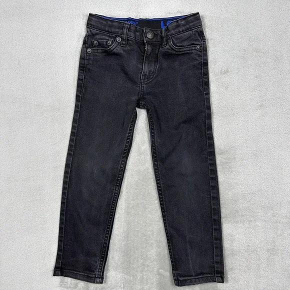 Levi's Boys 502 Taper Fit Black Wash Jeans Kids Denim Pants Red Tab Classic