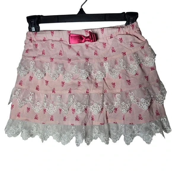 American Girl BeForever Girls Samantha Pink Lacey Tiered Skort 7 Skirt Ruffle