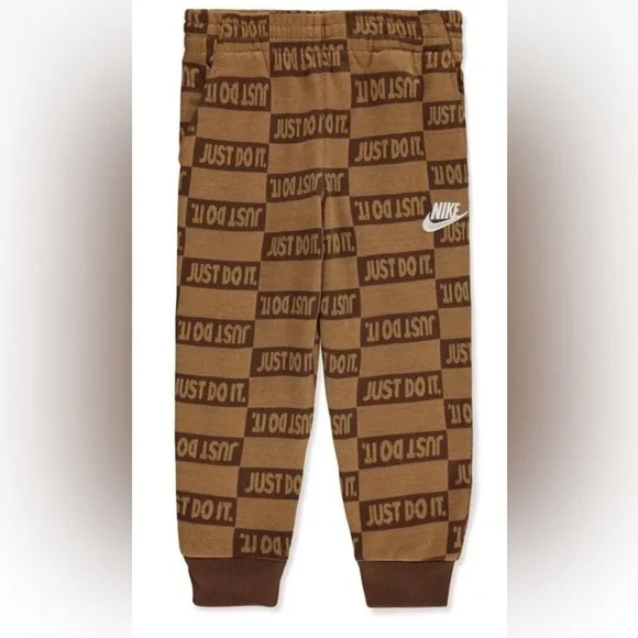 Nike Boys' Fleece Joggers Color: brown Size: child 5-6/ 6m NWT