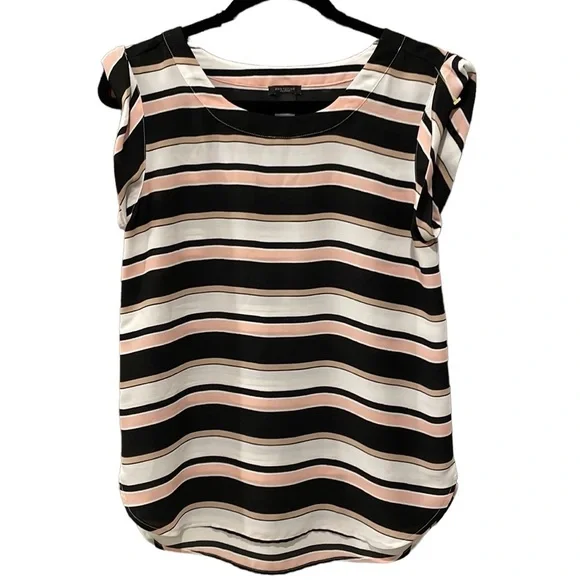 Ann Taylor Factory Women’s sleeveless black/cream/pink/tan striped top Size XS