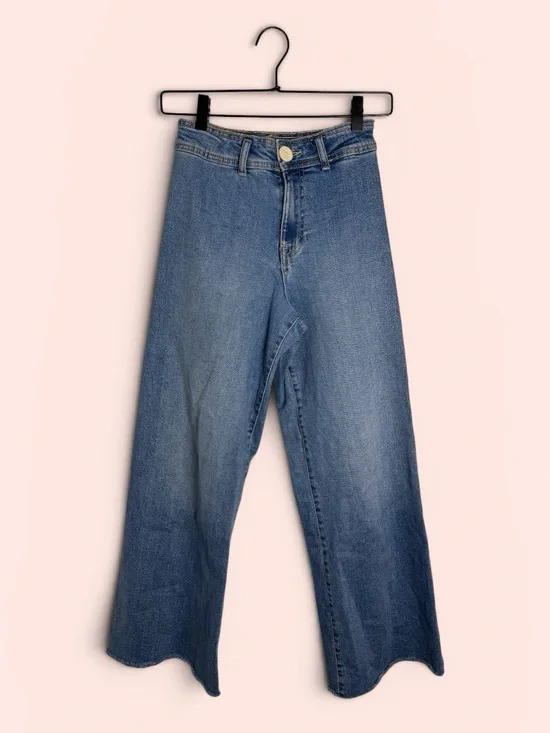 Zara Kids Girls Wide Leg High Rise Medium Blue Wash Jeans Size 13-14