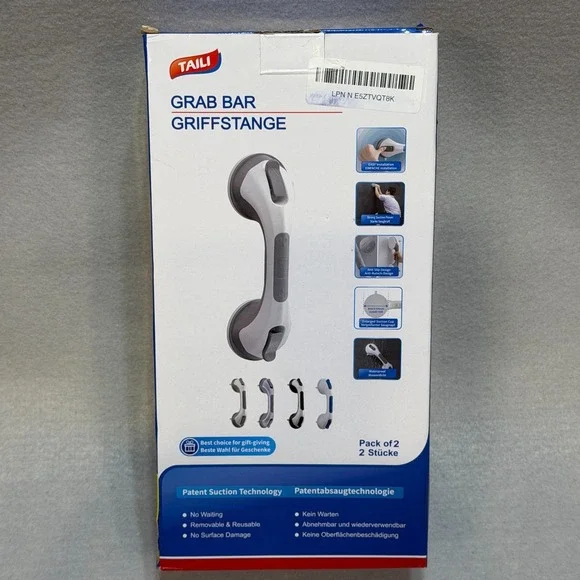 Grab Bar 2 Pack TAILI Suction Shower Handle Bathroom Safety No Drill Needed