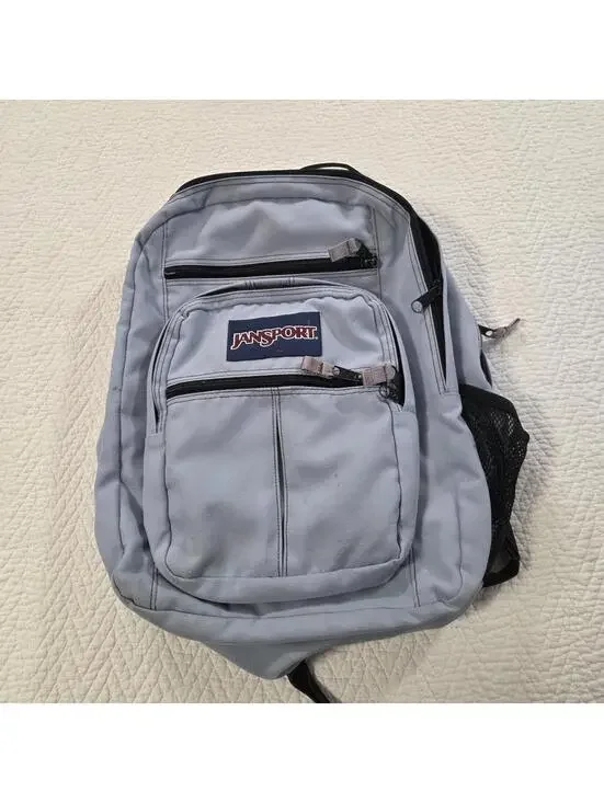 JanSport Light Gray and Black Multi-Pocket Backpack
