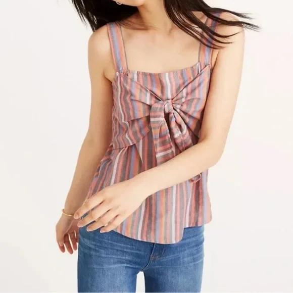 Madewell Striped Tie Front Striped Sleeveless Top