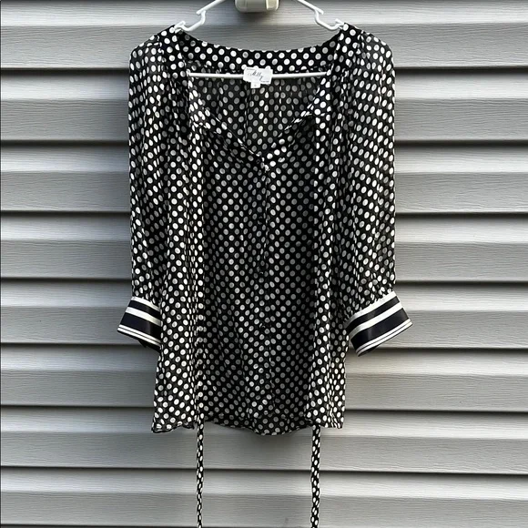 Milly | Black White Polka Dot Silk Blouse size 6