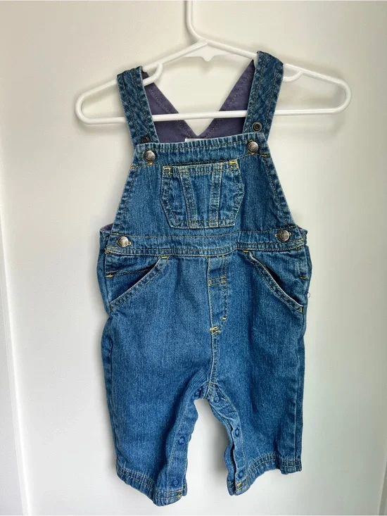 Small Wonders Denim Short Overalls | 3-6 Months Baby Romper