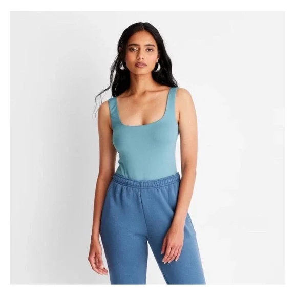 A New‎ Day Teal Scoop Neck Sleeveless Bodysuit XS NWT 018002717