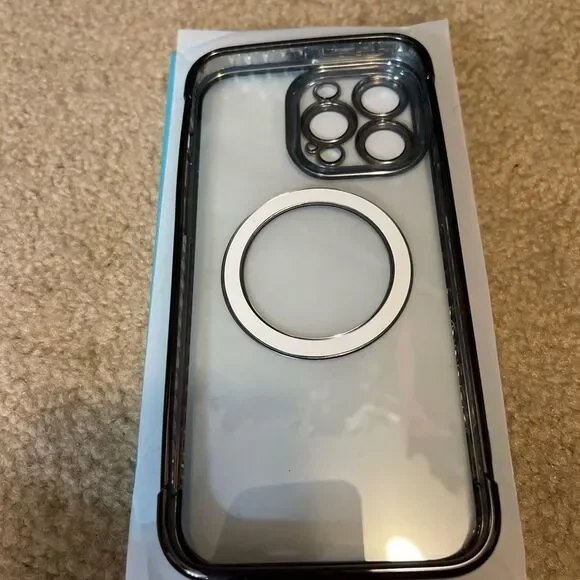iPhone 15 Pro Max Case Clear With‎ Black Trim-NEW-Never Used.