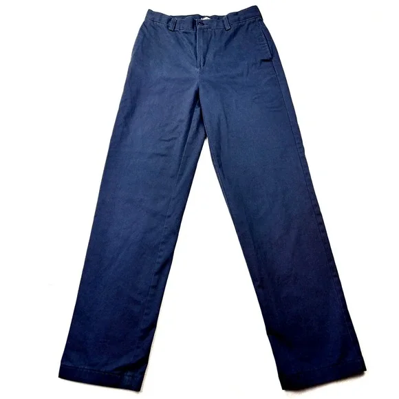 Lands End Chino Pants Youth Boys 18S Navy Blue School Uniform Adjustable Waist