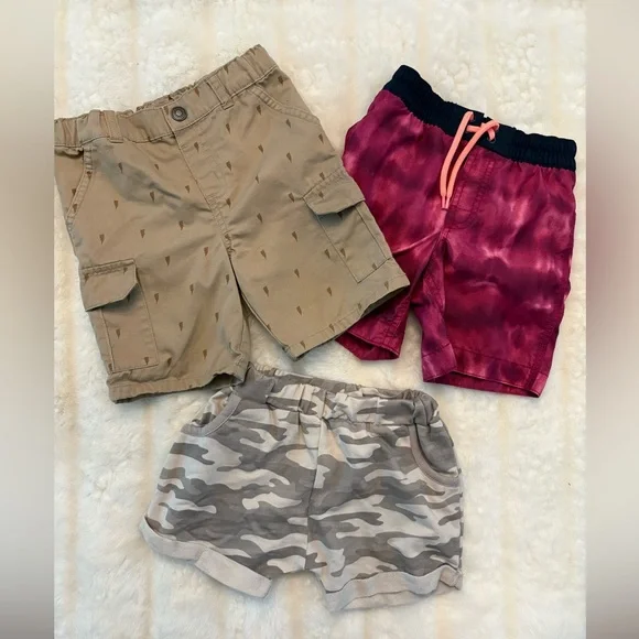 4T bundle of boys summer shorts and swim Cargo, Tie-Dye, and Camo Set