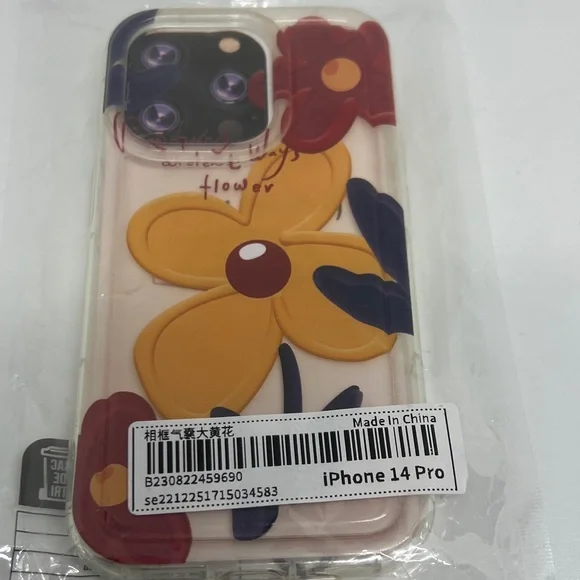iPhone 14 Pro Floral Case - Yellow and Red