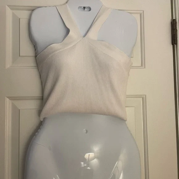 🩷 3/$18 White Cross Halter Top ribbed cropped top tank top