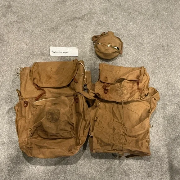 Vintage Boy Scouts Hiking, Canvas Backpack, And Cooking Set for‎ Outdoor Camping