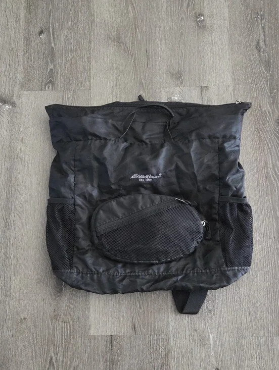 Vintage Eddie Bauer Packable Backpack 30L  Black Lightweight