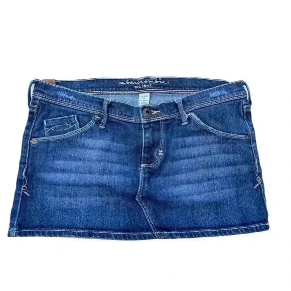 ABERCROMBIE BIG GIRLS DENIM MINI SKIRT•DARK WASH•SIZE 16•