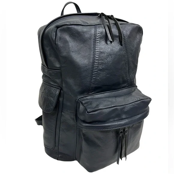 Vtg Leather Backpack, Navy Blue, by Shedhorn Creek Leather Products 1990s