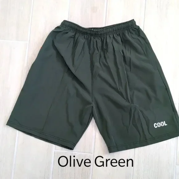 Athletic drawstring shorts with zipper pockets in OLIVE GREEN color youth sizes