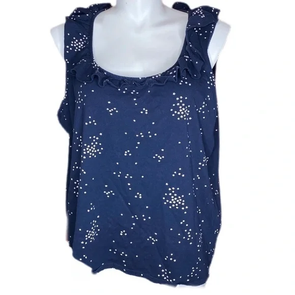 CATO Navy Blue Ruffled Sleeveless Blouse Top 22W