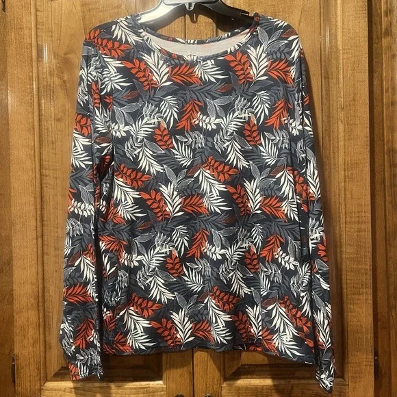 Hang Ten‎ Women's Long Sleeve Sun Protection Tee Blue Red Size XL UPF 50 +