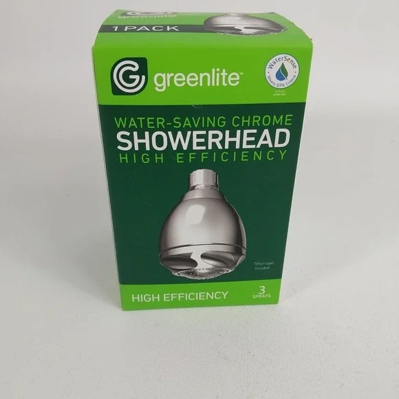 Greenlite Water Saving High Efficiency Showerhead Three Settings ‎ NIB